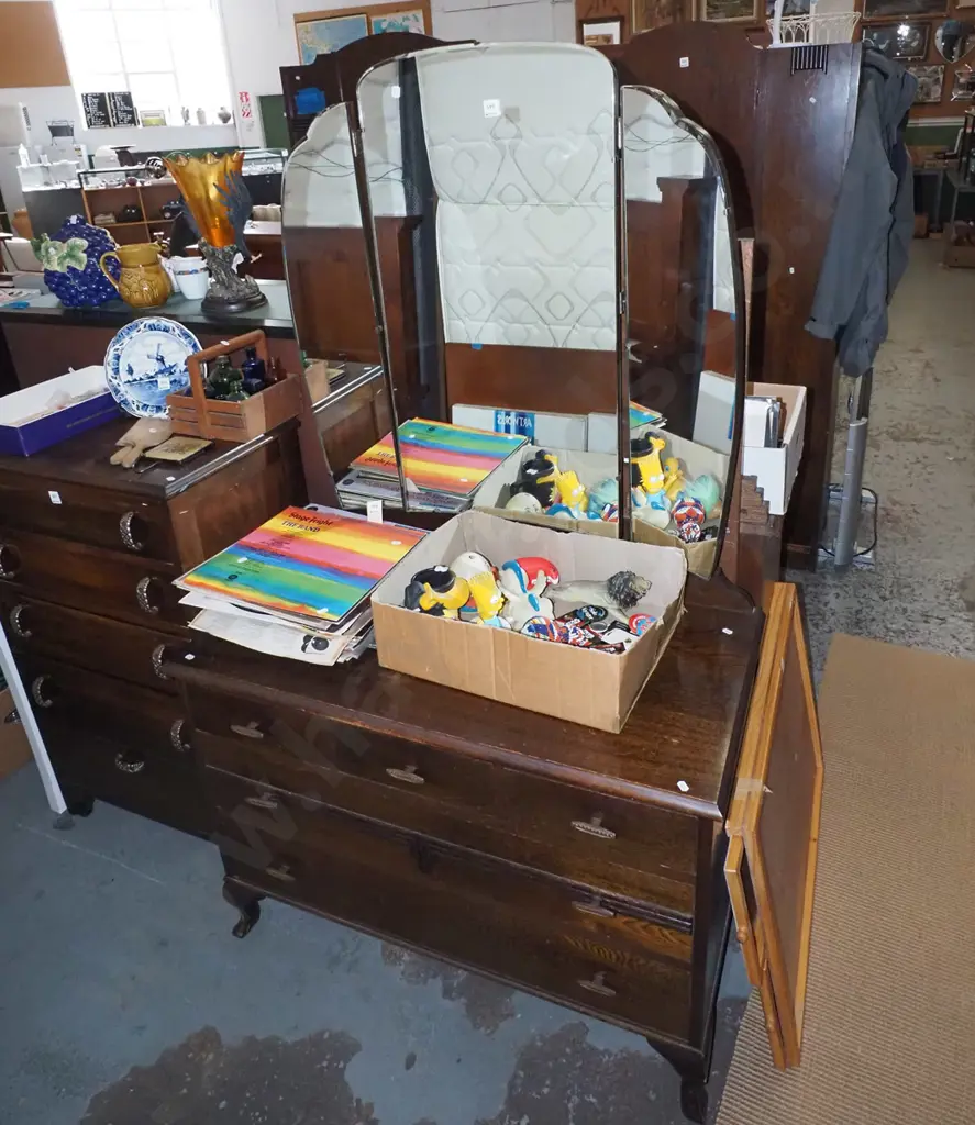 deco 5 drawer mirror back dresser H-1670 W-1000 D-490 Image 1++