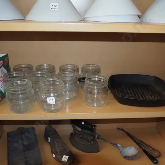 Agee storage jars, rusty skillet