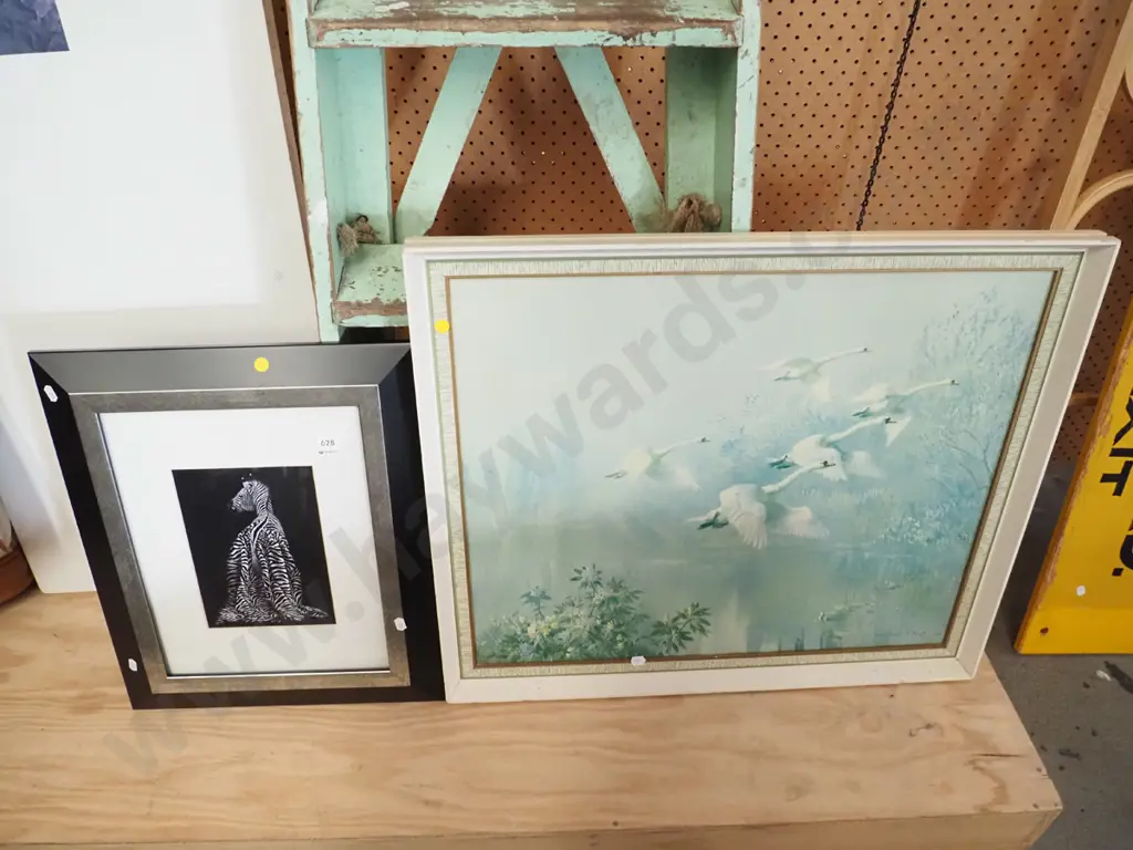framed zephyr print, faded Vernon Ward print - yellow dots Image 1++