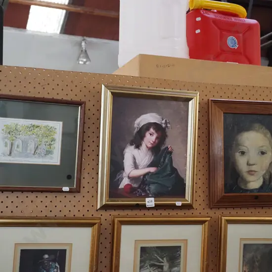 framed pencil and watercolour, 2x framed prints - black dots