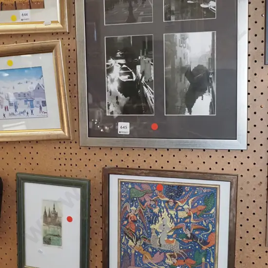 3x framed prints- red dots