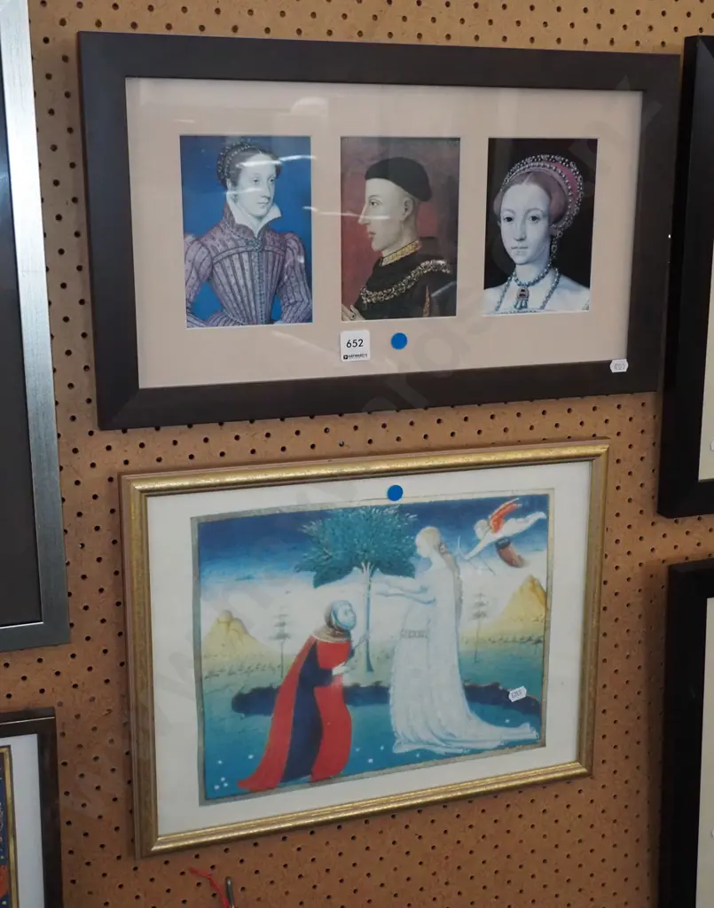 2x framed prints - blue dots Image 1++