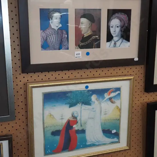 2x framed prints - blue dots