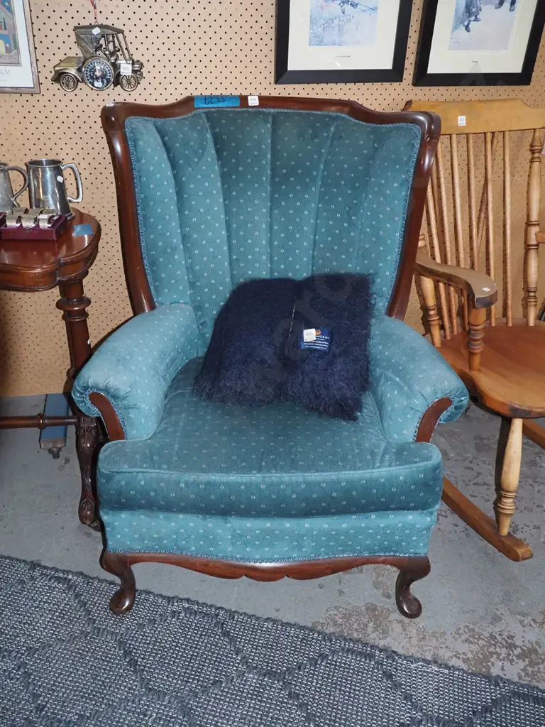 mahogany cab leg upholstered fireside chair Image 1++