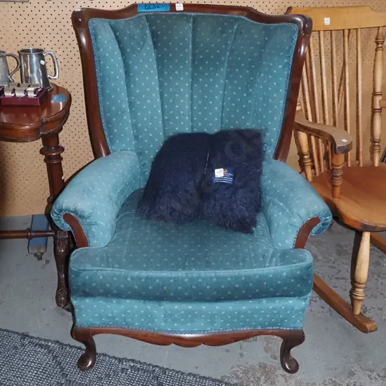 mahogany cab leg upholstered fireside chair