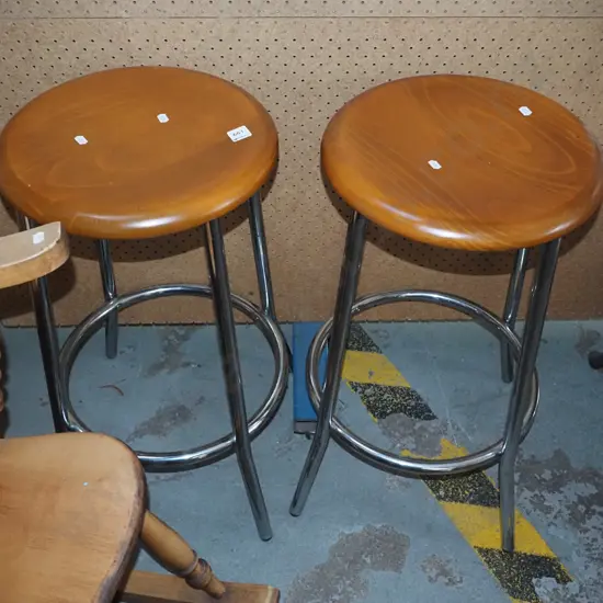 chrome and wood bar stools