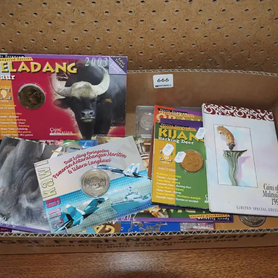 box of collector coins