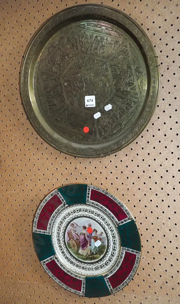 copper wall charger, romance scene plate Image 1++