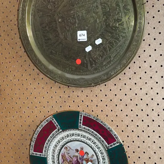 copper wall charger, romance scene plate