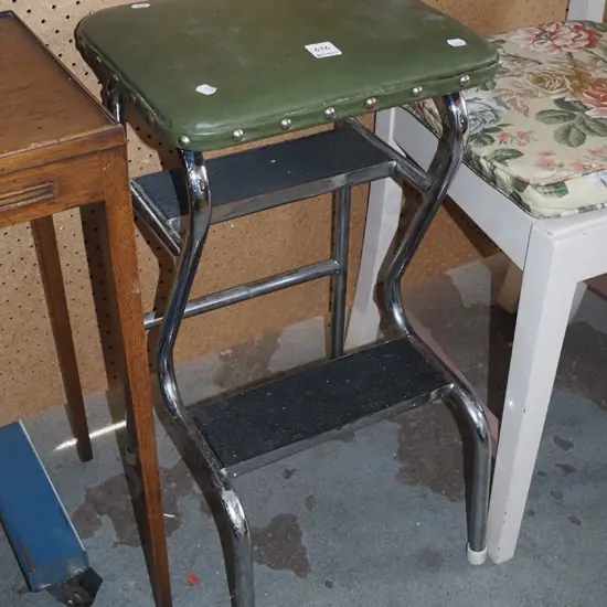 chrome and vinyl top kitchen stool