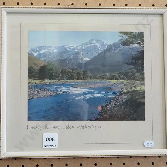 small hand colored photograph - Locky River - Lake Wakatipu