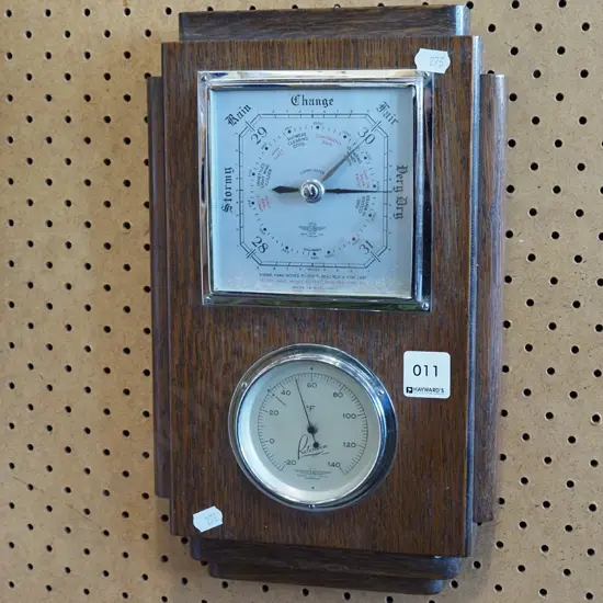 oak framed barometer/thermometer/hydrometer