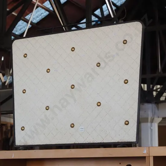 mid- century vinyl upholstered firescreen with golden dome insets