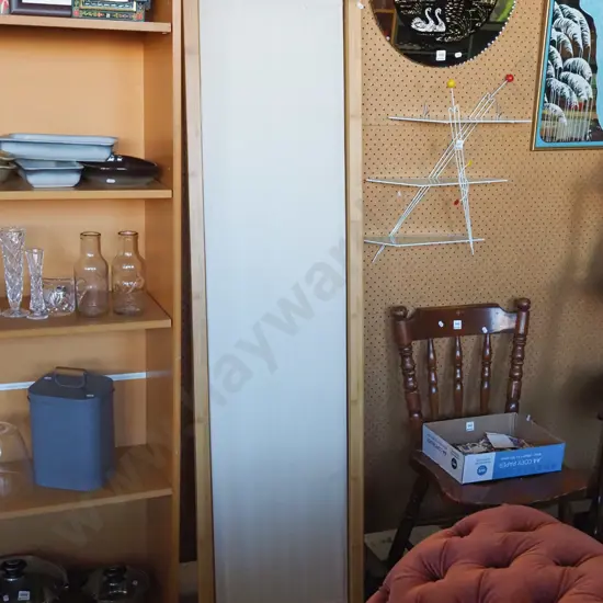 3 fold bamboo and calico screen - 1 screen needs attaching to hinges