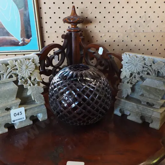 carved soapstone bookends