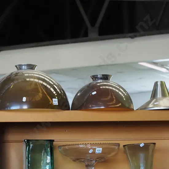 2x smoked perspex lights shade, small spun light shade