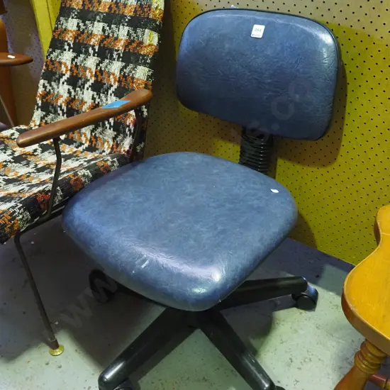 blue vinyl office chair