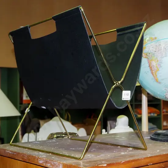 brass and vinyl magazine rack