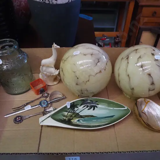 box; light fittings, jar etc