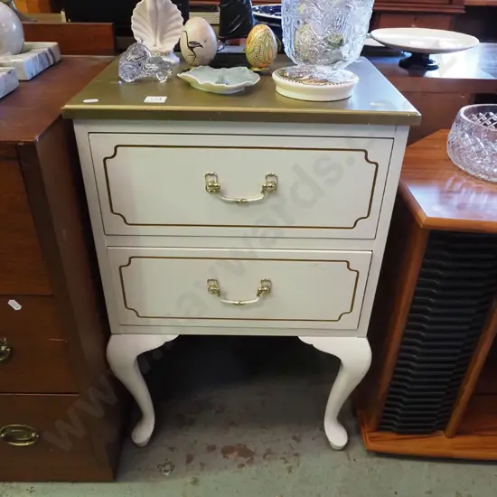 painted cab leg 2 drawer bedside cabinet