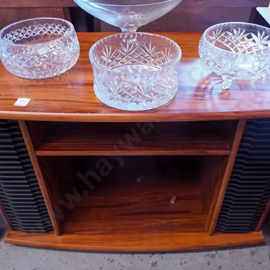 mdf faux wood veneer entertainment unit with internal CD storage