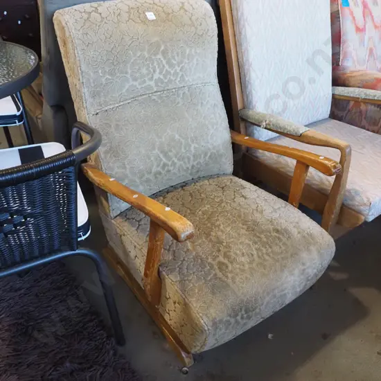 wood and upholstered rocking chair