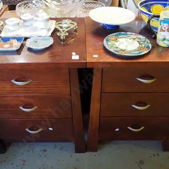 pair of modern 3 drawer bedside cabinets