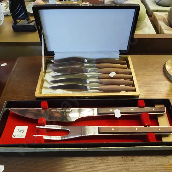 stainless steel carving set, cased knives