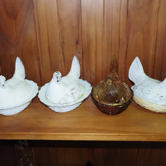 3x chicken themed lidded storage canisters