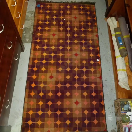 mid-century patterned floor rug L-1800 W-920