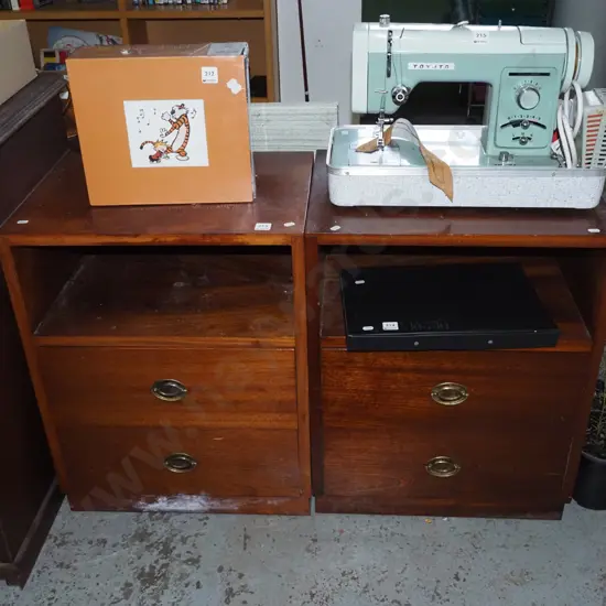 2x mahogany bedside cabinets - varnish needs attention