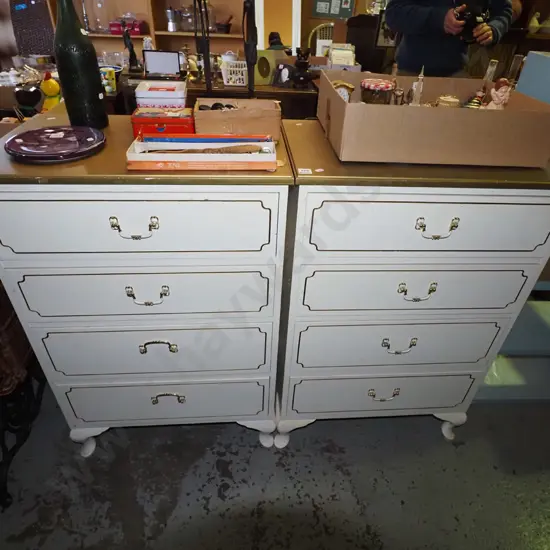 pair of mdf painted 4 drawer chests H-940 W-610