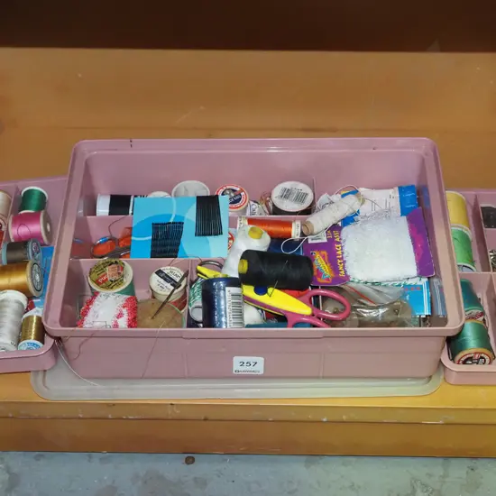 plastic organiser; threads, buttons, pins etc
