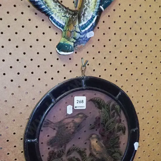 ceramic flying dusck, hand painted glass leadlight hanging