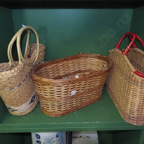 3x cane baskets