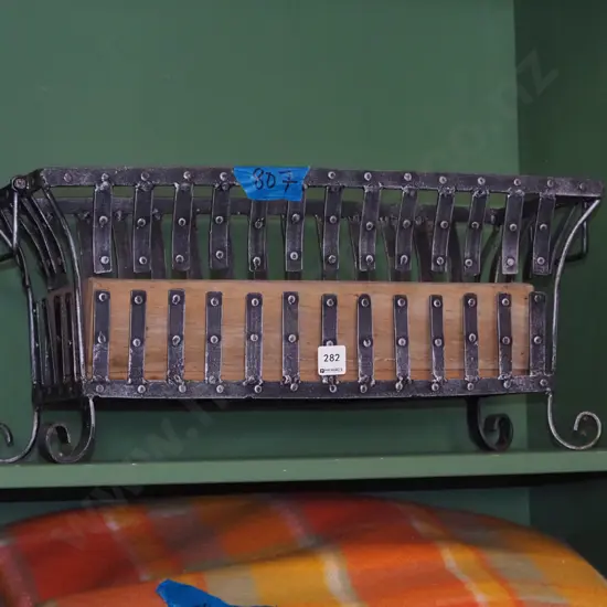 metal and wood trough jardiniere/basket