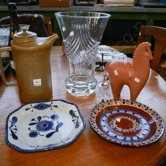 Temuka coffee pot, large glass vase, bell etc Vase H-300