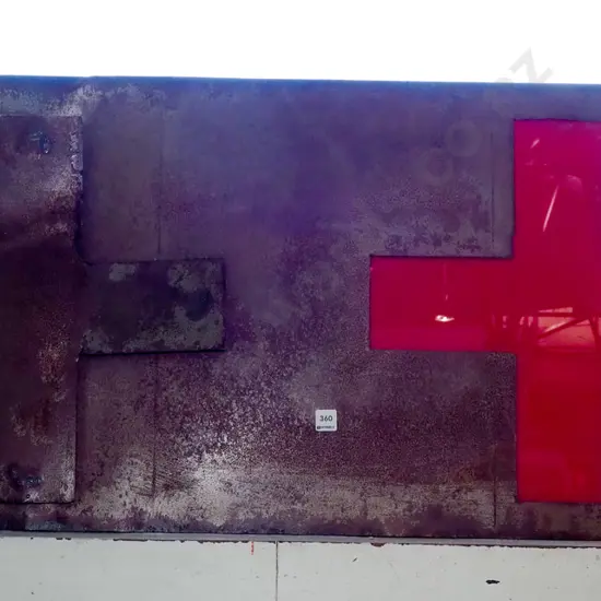 unusual cut metal and perspex illuminated artwork - 2 crosses H-560 W-1200