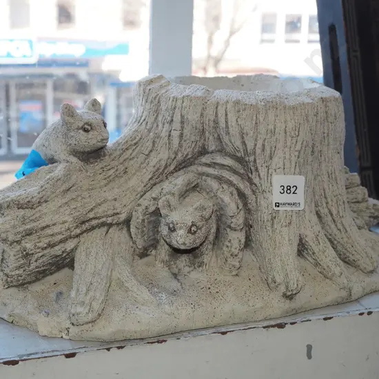 cast concrete tree stump themed garden planter