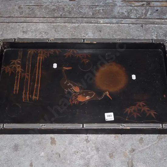 hand painted Asian lacquer tray