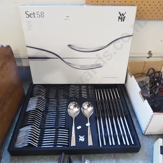 as new 58 piece stainless steel cutlery in original box