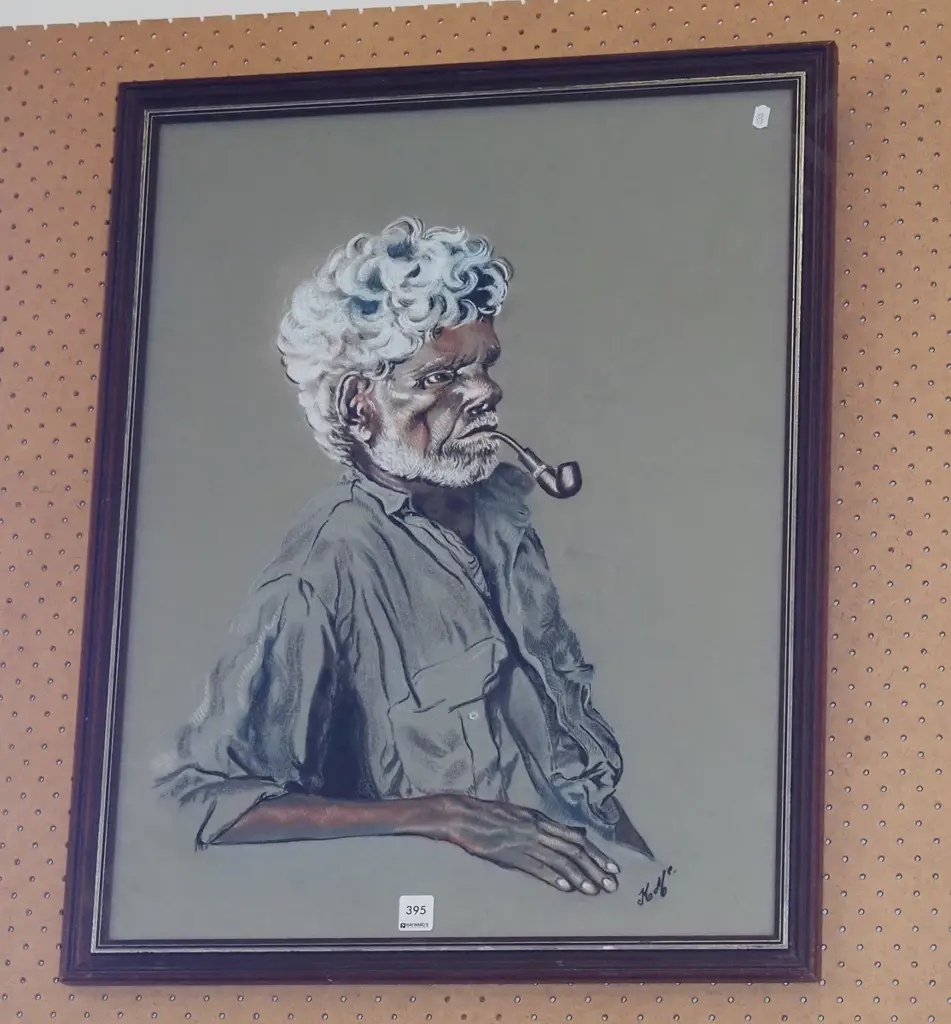framed pastel - man and pipe Image 1++