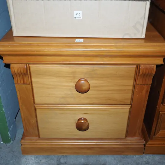 solid rimu 2 drawer bedside cabinet
