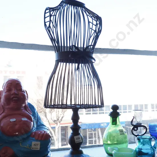 wrought metal female torso on stand H-620