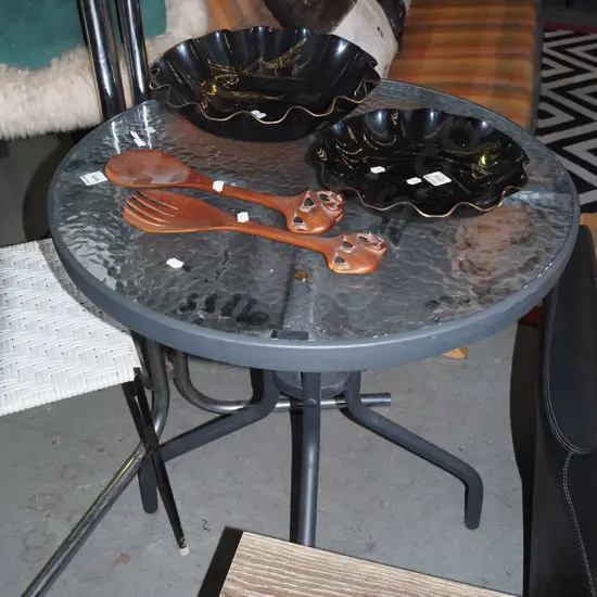 small glass top patio table