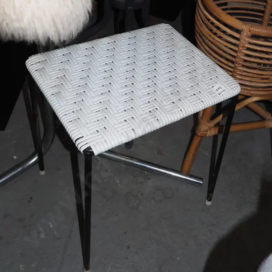 woven plastic and metal stool