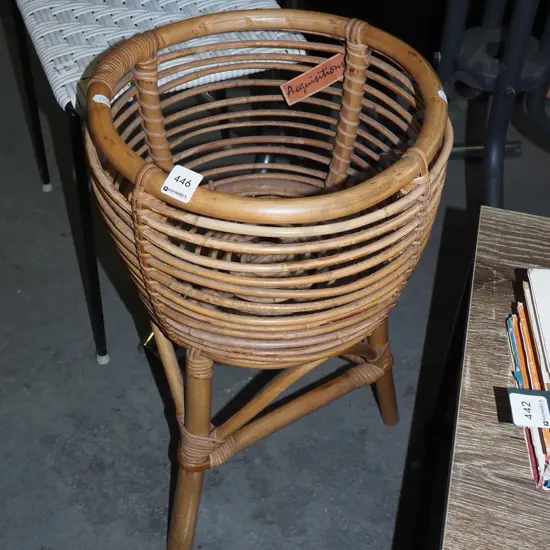 bamboo and cane jardiniere stand