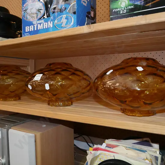 3x amber glass light shades