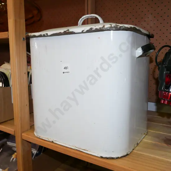 enamel lidded bin H-360