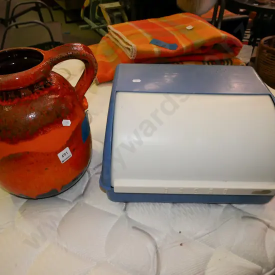 large German pottery jug - small chip, breadbin